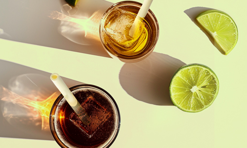 SORBOS straws in drinks with lime