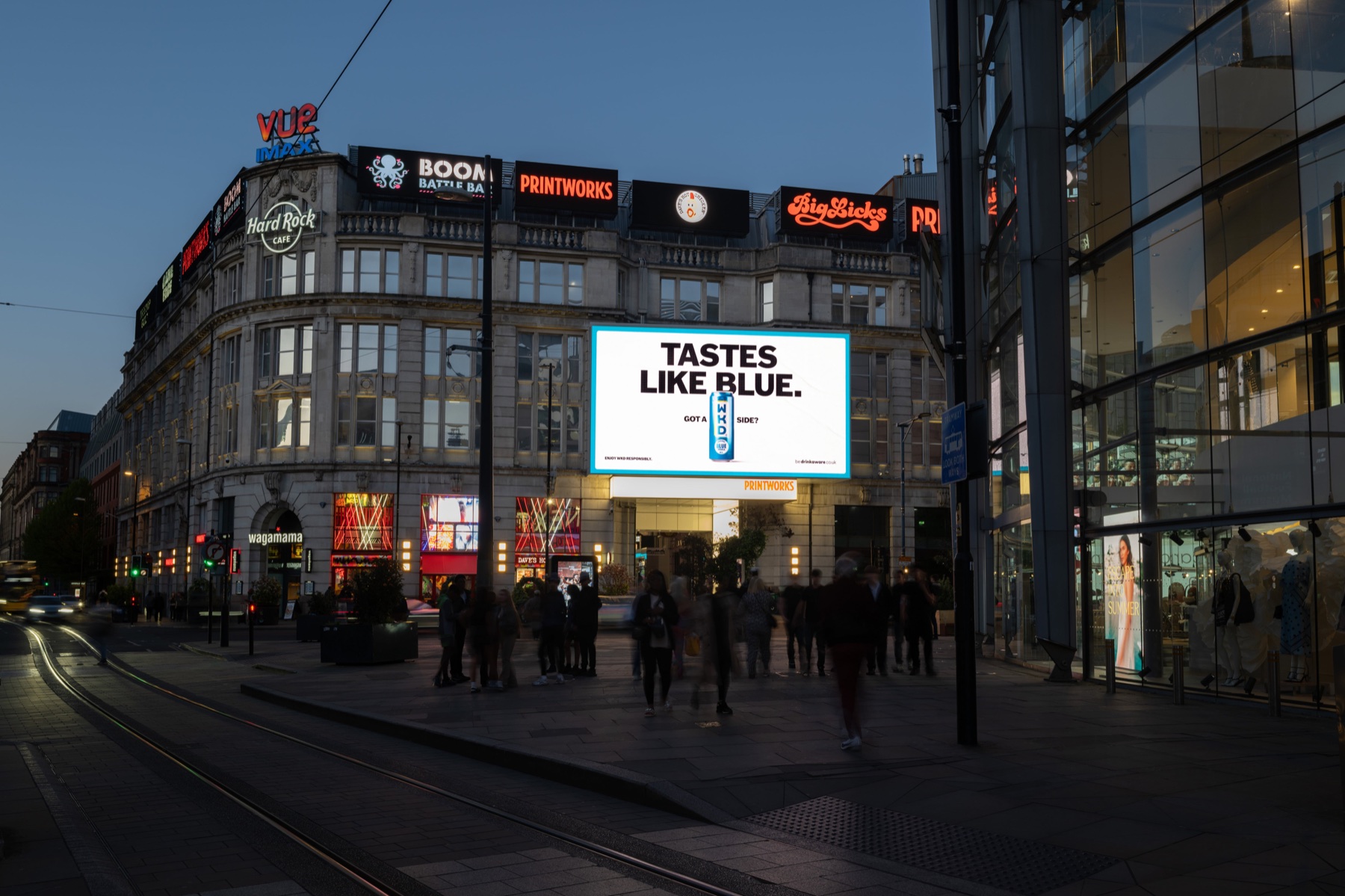 WKD outdoor advertising in a city centre